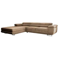 MOEBLO Ecksofa BUZZ TWIN, mit Schlaffunktion, mit Bettkasten Funktionalität Polsterecke, Modulares Sofa Hochwertige Materialien, mit Schlaffunktion braun