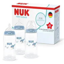 NUK First Choice Babyflaschen | 3+ Monate | 300 ml | Anti-Kolik-Babyflasche | PP | Temperature Control Anzeige | Wal | 3 Stück