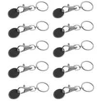 ohne Markename 10x Metall Schlüsselanhänger mit Einkaufschip / Farbe: schwarz - Einkaufschip