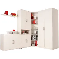 Jugendzimmer-Set PRIESS, weiß, 2-türig,mit blauer LED-Beleuchtung, Schlafzimmermöbel-Sets