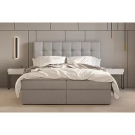 moeblo Möblo Boxspringbett, Hellgrau, Holz, Rechteckig, 140x200 cm, Schlafzimmer, Betten, Boxspringbetten