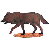 itsisa ® Dekofigur Wolf auf Platte im Rost Design, Rostfigur für den Garten, Gartendeko