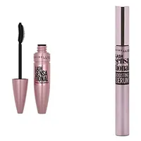 Maybelline New York Augen-Make-up Set, Wimperntusche Lash Sensational Full Fan Effect, Wimpernserum Lash Sensational Boosting Serum und Augen Make-up Entferner, Auch für wasserfestes Make-up, 3-teilig