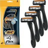 BIC 4 Flex, Einwegrasierer Set Männer, 4 Klingen, für empfindliche Haut, 4 Stück