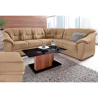 Ecksofa SIT & MORE "Savona L-Form", braun (café), B:262cm H:90cm T:212cm, PRIMABELLE-Microfaser (100% Polyester), SOFTLUX/Struktur (Korpus in Kunstleder, Sitz und Rücken in Strukturstoff aus 75% Polyester und 25% Viskose), Kunstleder SOFTLUX, NaturLEDER (echtes Rindsleder), Korpus in Kunstleder SOFTLUX, Sofas, wahlweise mit Bettfunktion, inklusive Federkern, frei im Raum stellbar, Topseller