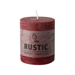 Papstar Rustic Tischkerze, durchgefärbt, Hochwertige Zylinderkerze aus Paraffin- und Stearin, 1 Karton = 6 Stück, bordeaux