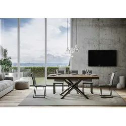 Ausziehbarer Tisch 90x160/264 cm Famas Evolution Walnuss-Anthrazit-Gestell