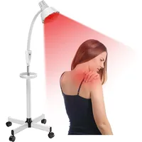 YUNCHI Rotlichtlampe Wärmelampe 275 Watt Infrarotlampe mit Ständer 360 ° Rotation Temperatur und Höhenverstellbar Rotlicht Therapie mit Fernbedienung für Linderung von Muskelschmerzen (Weiß)