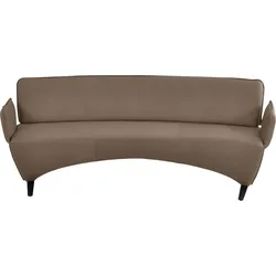 Polsterbank K+W KOMFORT & WOHNEN, braun (wueste), B:216cm H:87cm T:66cm, Sitzbänke, Leicht abgerundete Segmentbank im hochwertigen Leder, mit Armlehnen