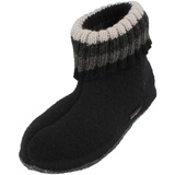 HAFLINGER Hüttenschuh Paul mit Kragen aus reiner Schurwolle (Schwarz 203), EU Gr. 47 - 47 EU