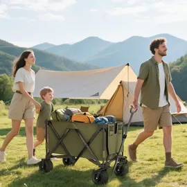 Outsunny Bollerwagen Faltbarer Handwagen bis 120 kg Grün