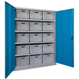 Pavoy Schwerlastschrank 1950x1470x630 Großraum, 4 Fachböden a 120 kg, RAL 7035/5010