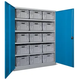 Pavoy Schwerlastschrank 1950x1470x630 Großraum, 4 Fachböden a 120 kg, RAL 7035/5010