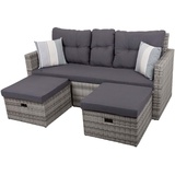 Lounge-Sofa Lounge-Coach Polster Grau ALU 180 cm Garten Terrasse Patio Hof