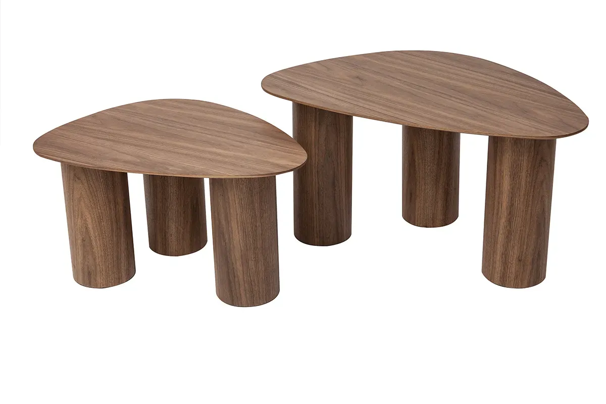 Tables basses gigognes design en bois foncé (lot de 2) FOLEEN