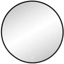 Vito Spiegel Ø 80 cm KEYTO, Ø 80 cm - Schwarz - Glas - Metall - mit LED-Beleuchtung
