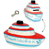 alles-meine.de GmbH große Spardose - 3-D Effekt Traumschiff - Schiff - incl. Schlüssel - stabile Sparbüchse aus Porzellan/Keramik - Sparschwein - für Kinder & Erwachsene ..