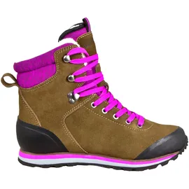 Guggen Mountain Wanderstiefel Uni in Braun-Lila | neonlila / schwarz 36