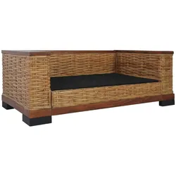 vidaXL 2-tlg. Sofagarnitur mit Auflagen Braun Natur Rattan