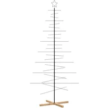 vidaXL Metall-Weihnachtsbaum zum Dekorieren Holzständer Schwarz 210 cm