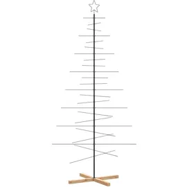 vidaXL Metall-Weihnachtsbaum zum Dekorieren Holzständer Schwarz 210 cm