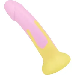 G-Punkt-Dildo mit Saugfuß, 18 cm, gelb | rosa,