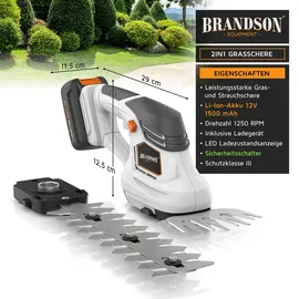 Brandson Akku-Grasschere 2in1 inkl. Akku und Ladegerät