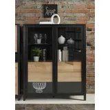 Forte Vitrine HIGH Rock 121,3 x 40,2 x 152,3 cm Schwarz/Riviera Eiche