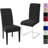 Stuhlhussen 2er Set Stuhlbezüge Moderne Stretch Stuhlhussen Universal Husse Abnehmbare Stuhlbezug Waschbarer Abdeckung Esszimmer Dekoration Spannbezug,für Hotel Hochzeit Partys(2er Set, Dark Gray)-C