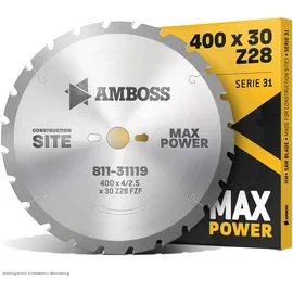 Amboss Werkzeuge HM Kreissägeblatt 400 x 4,0 mm 28 Zähne
