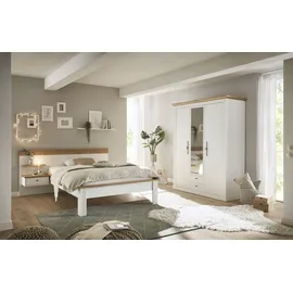 OTTO home Schlafzimmer-Set OTTO HOME "Westminster", weiß, B/H: 140cm x 200cm, Schlafzimmermöbel-Sets, beinhaltet 1 Bett, Kleiderschrank 3-türig und 1 Wandpaneel