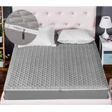 LIVEINU 360 Grad Rundumschutz Matratzenschoner mit Zweiseitigem Reißverschluss Gesteppt Anti-Allergisch Unterbetten Maschinenwaschbar Matratzenauflage Matratzenschutz Grau 180x200cm + Höhe 25cm