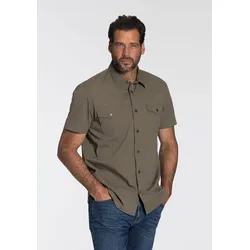 Kurzarmhemd ARIZONA, Herren, Gr. 45/46 (XXL), N-Gr, grün (olive), Obermaterial: 100% Baumwolle, Basic, normal normal, Kurzarm, Hemden, im Western-Stil