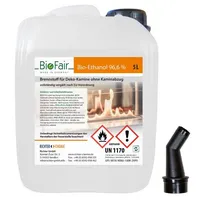 BioFair Bioethanol - Reiner Brennstoff - Bioethanol für Bioethanolkamin, Ethanol Tischkamin, Wandkamin Indoor - 5 Liter