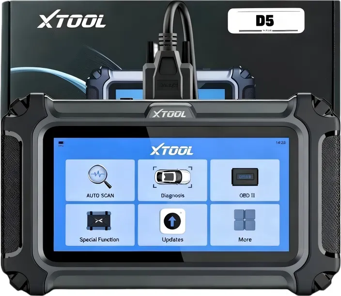 XTOOL D5 Fahrzeug-Codierer und Reset-Tool, Kfz-Diagnosegerät für Motor, ABS, SRS und Getriebe, mit EPB-Dienst, ABS-Bleeding, Drosselklappe Neulernen, Warnleuchte (Check Engine) löschen, mit 10 Reset-Funktionen, kostenlose Software-Updates