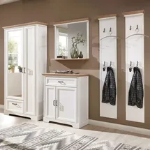 Lomadox Landhaus Garderobenmöbel Set Jülich-36 In Pinie Weiß Mit Artisan Eiche, B/h/t: Ca. Cm