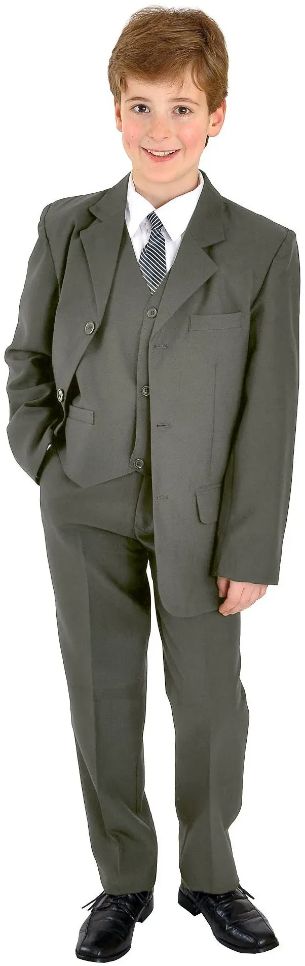 Anzug FAMILY TRENDS "Kombination Set 5 Teilig" Gr. 92, EURO-Größen, grau Herren Anzüge Festliche Sakko Hemd Krawatte Weste Hose