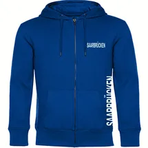 multifanshop Kapuzen Sweatshirt Jacke - Saarbrücken - Brust & Seite - Druck weiß - Sweat