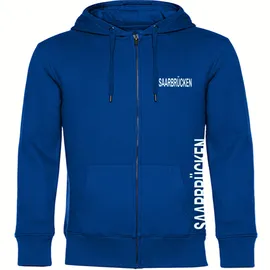 multifanshop Kapuzen Sweatshirt Jacke - Saarbrücken - Brust & Seite - Druck weiß - Sweat