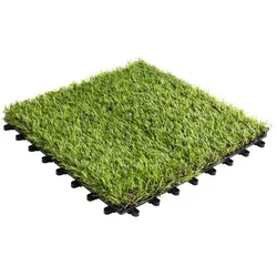 KARAT Klickfliese Terrassenfliese Kunstrasen "Gras-Design"  - 30 x 30 cm - Für Innen und Außen geeignet - Witterungsbeständig