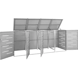 vidaXL Mülltonnenbox für 4 Tonnen 276,5 x 77,5 x 115,5 cm grau