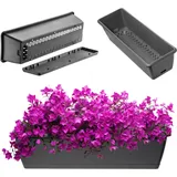 Kadax Blumenkasten ohne halterung "Perama", Blumentopf, Pflanzkübel mit Untersetzer, Widerstandsfähiger Balkontopf (60cm / Grün