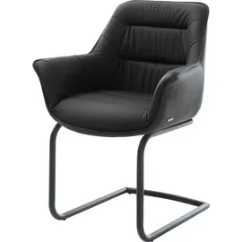 DeLife Freischwinger Kaira-Flex Echt-Leder Schwarz Freischwinger rund Schwarz