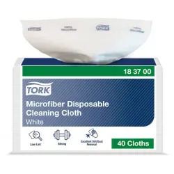 Tork Mikrofaser Einweg Reinigungstücher Weiß, 1-lagig 183700 , 1 Packung = 40 Stück
