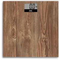 ADE Digitale Körperwaage in gemütlicher Holzoptik | großes Display | rutschhemmende Wiegefläche aus Sicherheitsglas | genaue Wiegeergebnisse