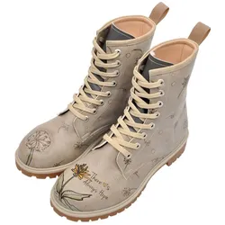 Schnürboots DOGO "Damen Long Boots Damen Boots Vegan Damen Boots / Female", Damen, Gr. 37, Normalschaft, grau, Lederimitat, Schuhe, Vegan