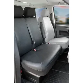 Walser Transporter Sitzbezüge Auto für VW T5, Doppelbank vorne klappbar, Sitzbezüge aus Kunstleder, Sitzschoner, Sitzauflagen Set für Van