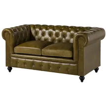 Massivmoebel24 Sofa 2-Sitzer Leder 158 x 82 x 75 cm Grün
