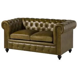 Massivmoebel24 Sofa 2-Sitzer Leder 158 x 82 x 75 cm Grün
