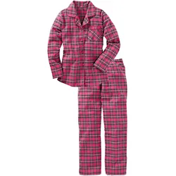 bonprix Gewebter Flanell Pyjama, pink, 48/50 (XL), Flanell